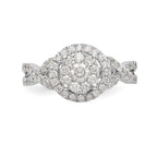 14K White Gold Halo Cluster 3/4 carat Diamond Complete Engagement Ring