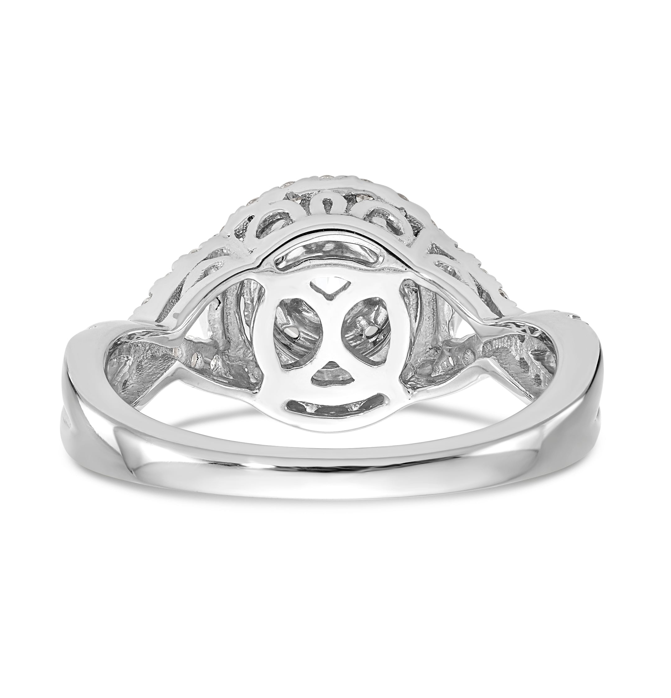 14K White Gold Halo Cluster 3/4 carat Diamond Complete Engagement Ring