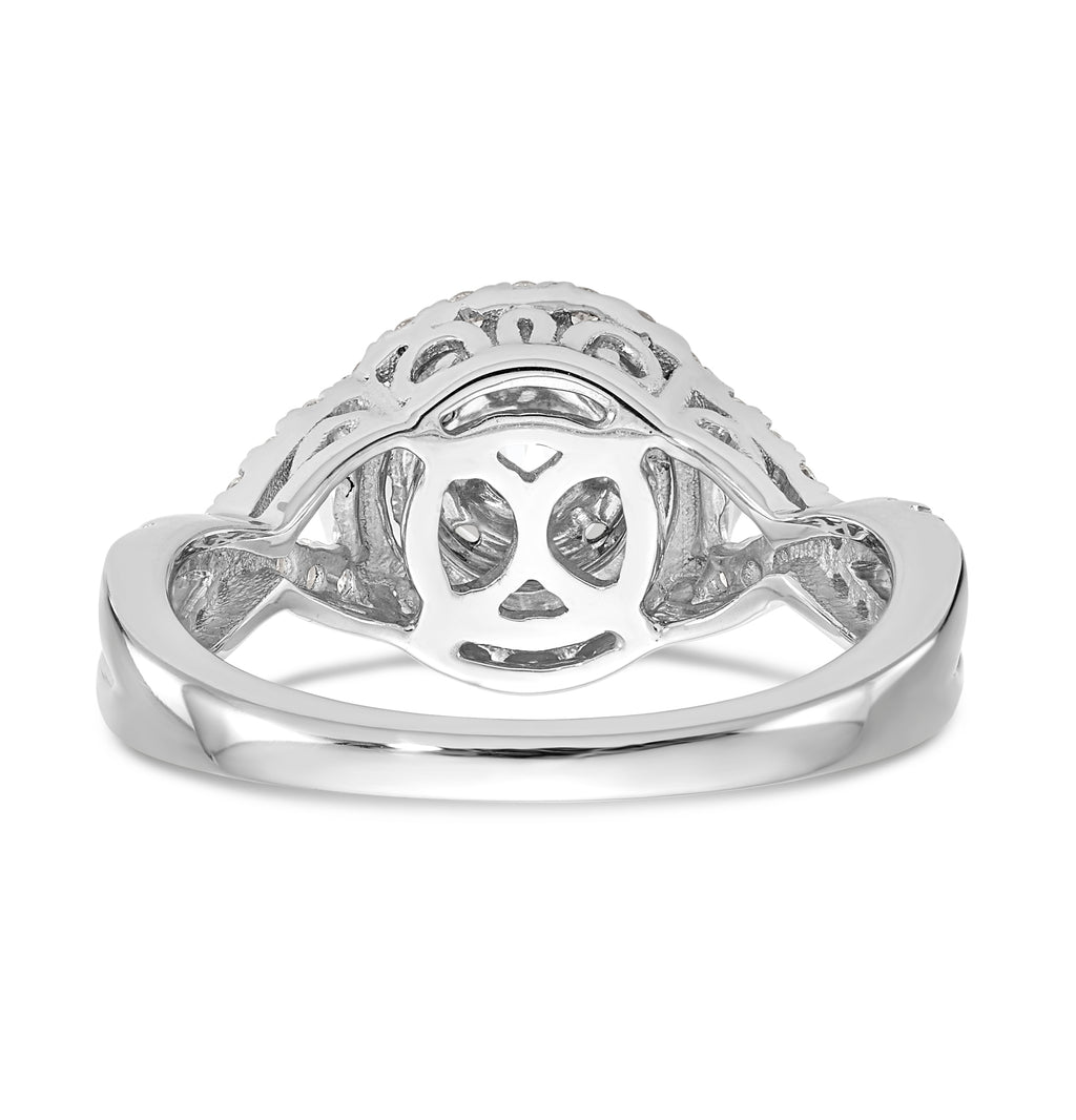 14K White Gold Halo Cluster 3/4 carat Diamond Complete Engagement Ring
