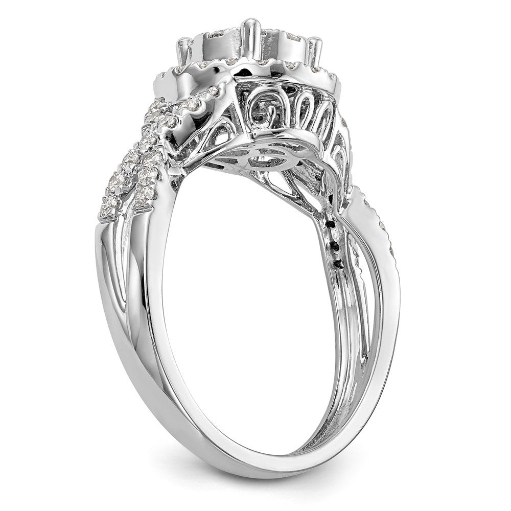 14K White Gold Halo Cluster 3/4 carat Diamond Complete Engagement Ring