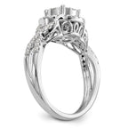 14K White Gold Halo Cluster 3/4 carat Diamond Complete Engagement Ring