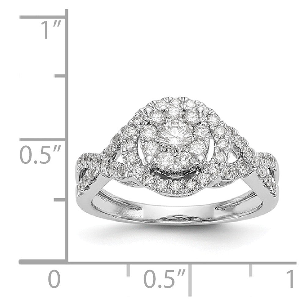 14K White Gold Complete Diamond Cluster Engagement Ring