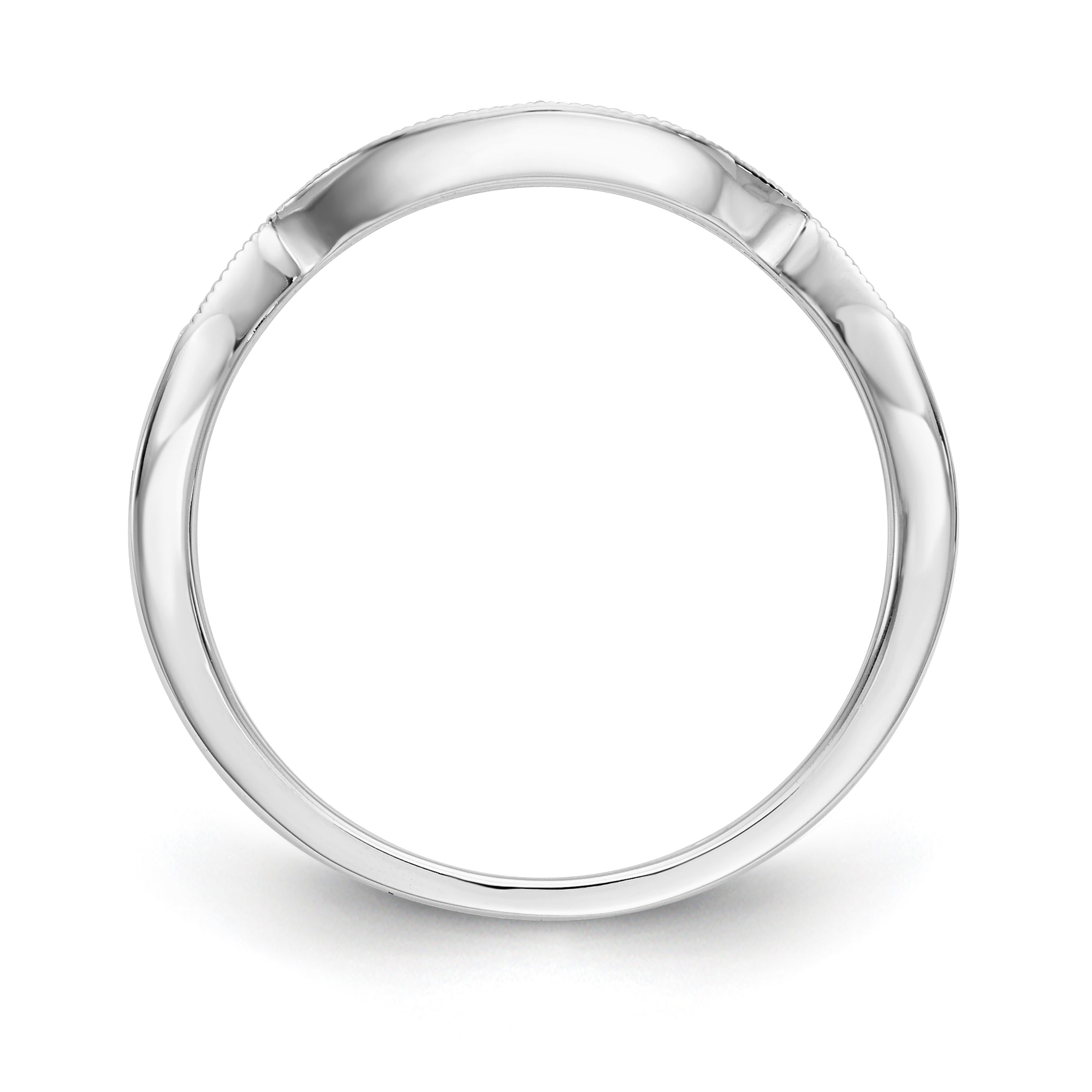 14K White Gold 1/10 carat Diamond Contoured Complete Wedding Band
