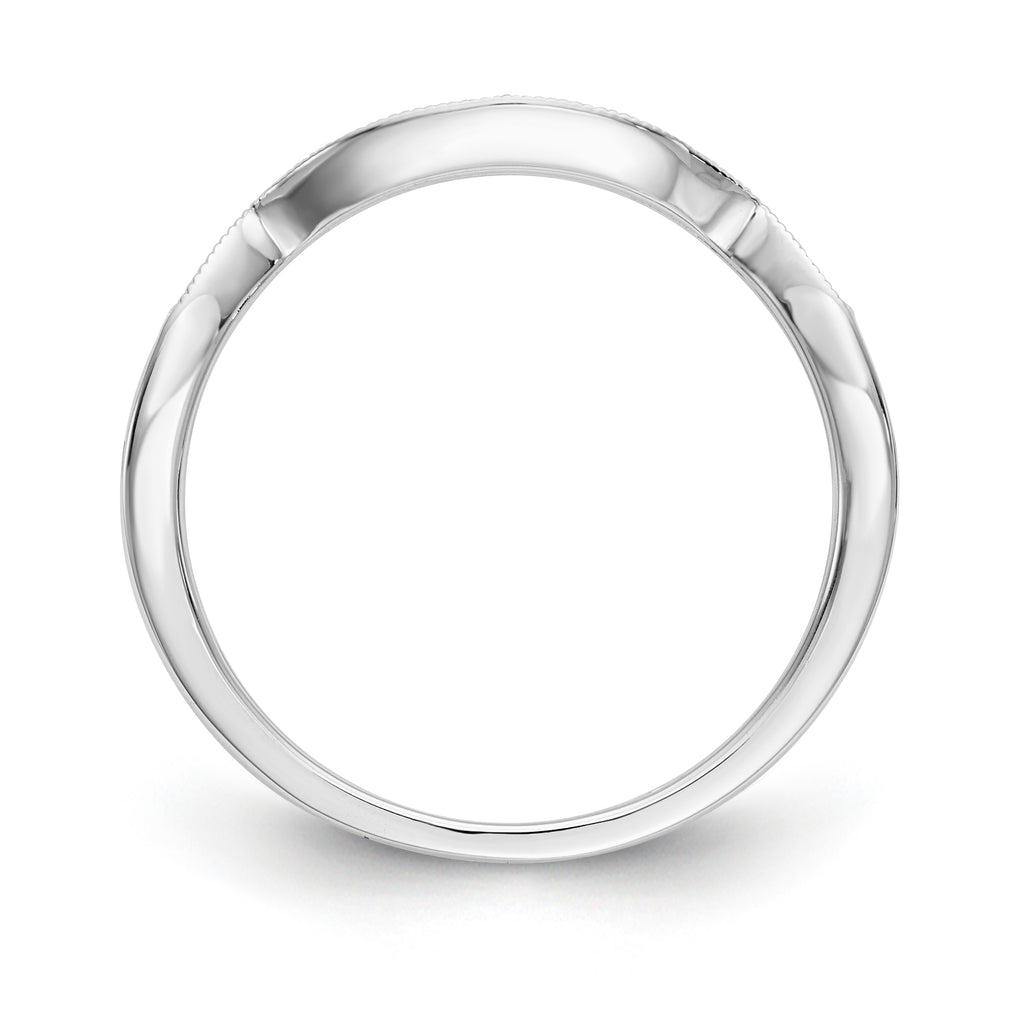 14K White Gold 1/10 carat Diamond Contoured Complete Wedding Band