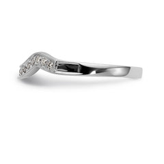 14K White Gold 1/10 carat Diamond Contoured Complete Wedding Band