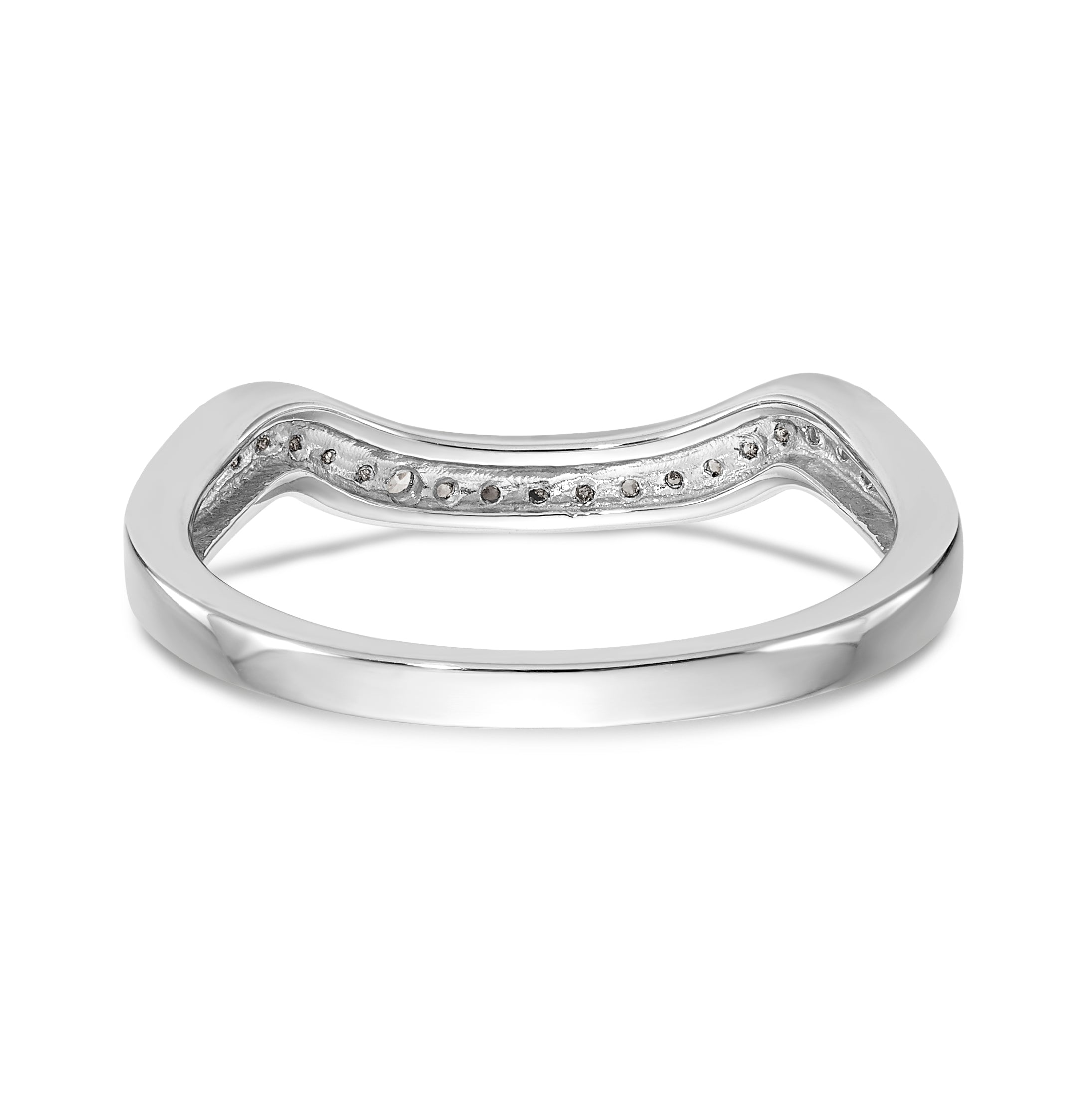 14K White Gold 1/10 carat Diamond Contoured Complete Wedding Band