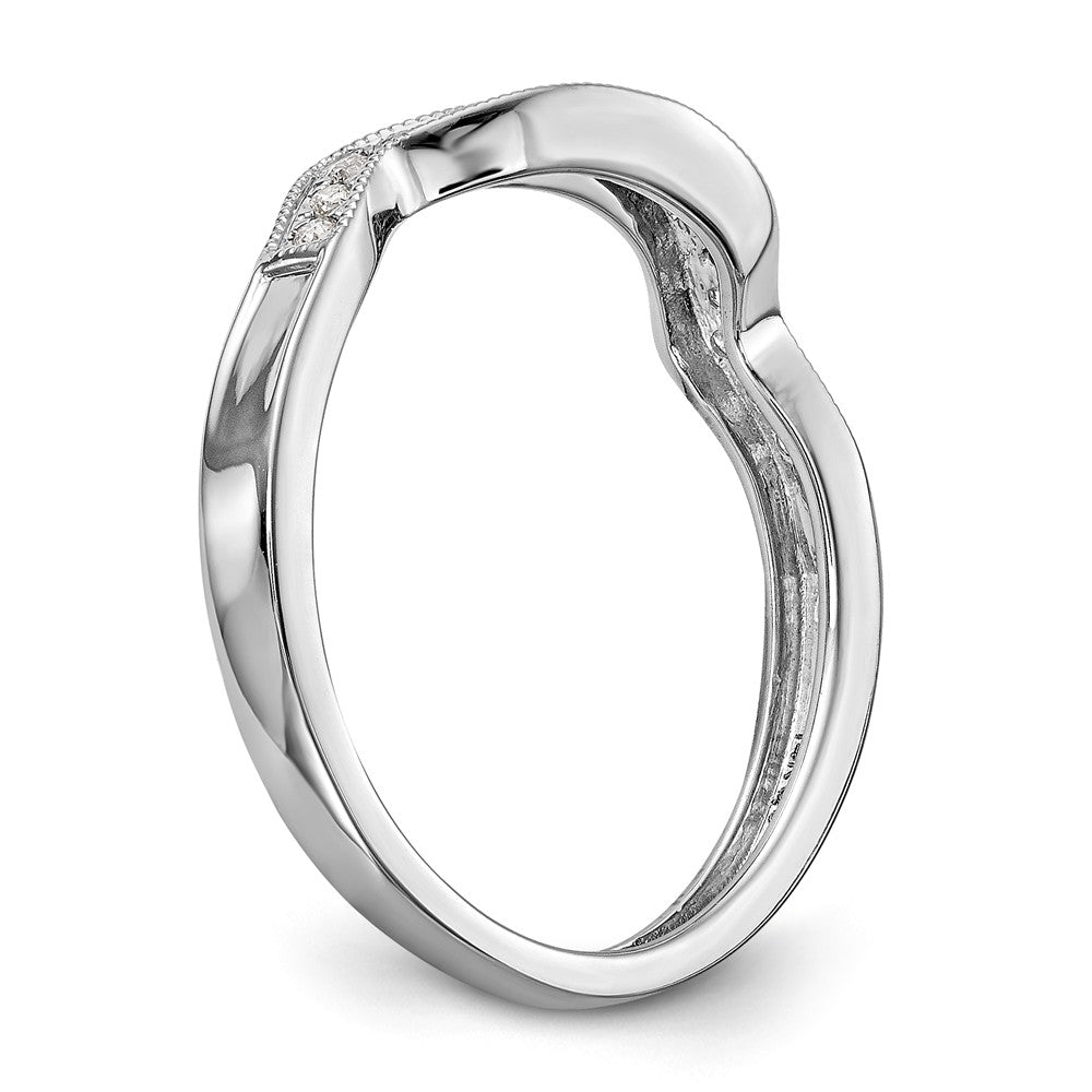 14K White Gold 1/10 carat Diamond Contoured Complete Wedding Band