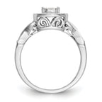 14K White Gold Square Halo Cluster 3/8 carat Diamond Complete Engagement Ring
