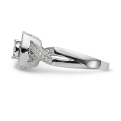 14K White Gold Square Halo Cluster 3/8 carat Diamond Complete Engagement Ring