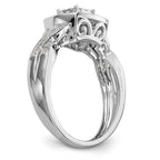 14K White Gold Square Halo Cluster 3/8 carat Diamond Complete Engagement Ring