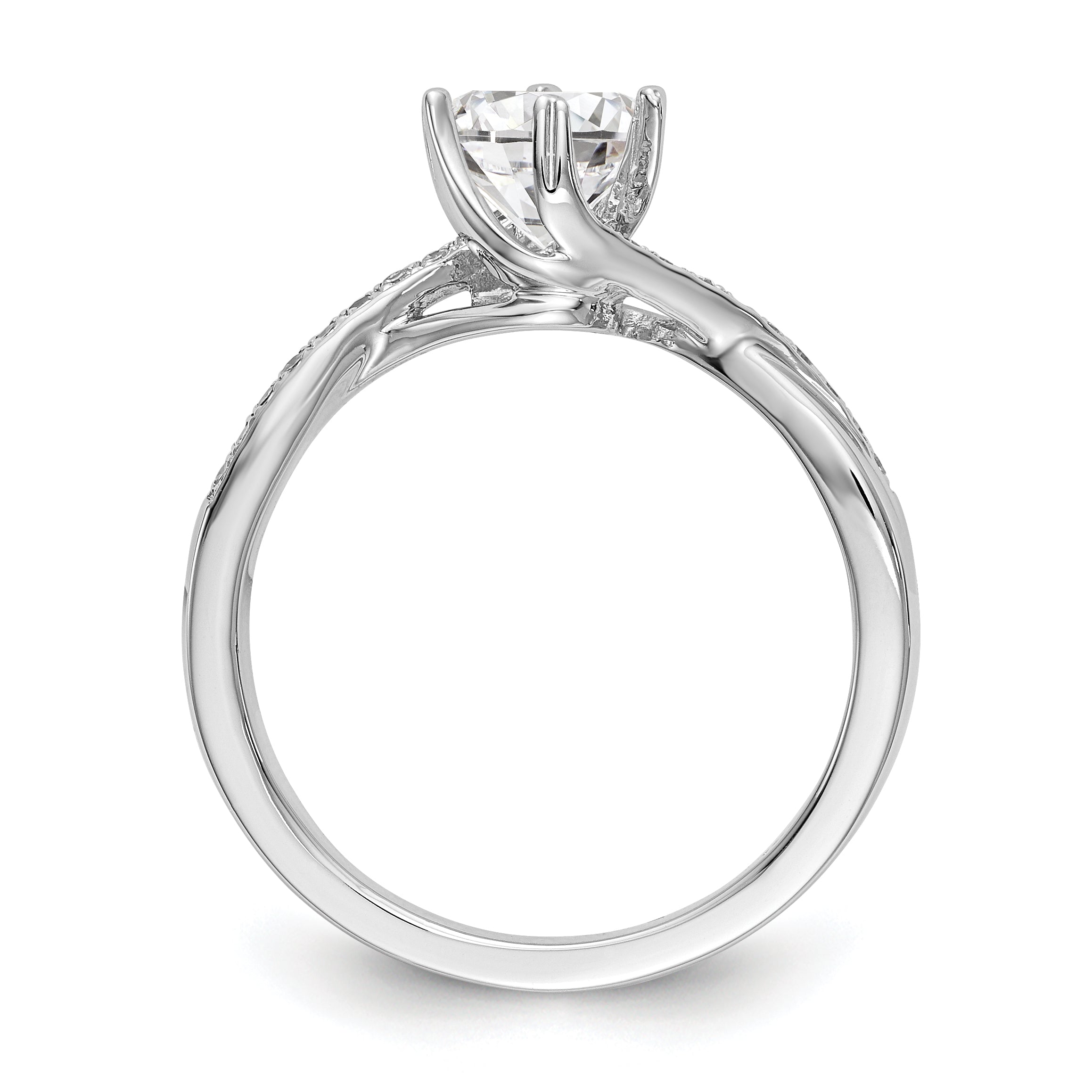 14K White Gold By-Pass (Holds 1/2 carat (5.00mm) Round Center) 1/10 carat Diamond Semi-mount Engagement Ring Secondary image
