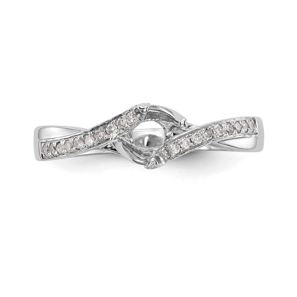 14K White Gold By-Pass (Holds 1/2 carat (5.00mm) Round Center) 1/10 carat Diamond Semi-mount Engagement Ring
