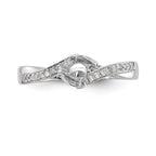 14K White Gold By-Pass (Holds 1/2 carat (5.00mm) Round Center) 1/10 carat Diamond Semi-mount Engagement Ring