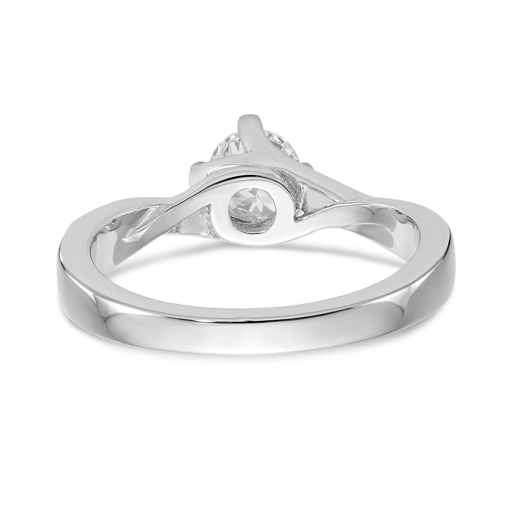 14K White Gold By-Pass (Holds 1/2 carat (5.00mm) Round Center) 1/10 carat Diamond Semi-mount Engagement Ring