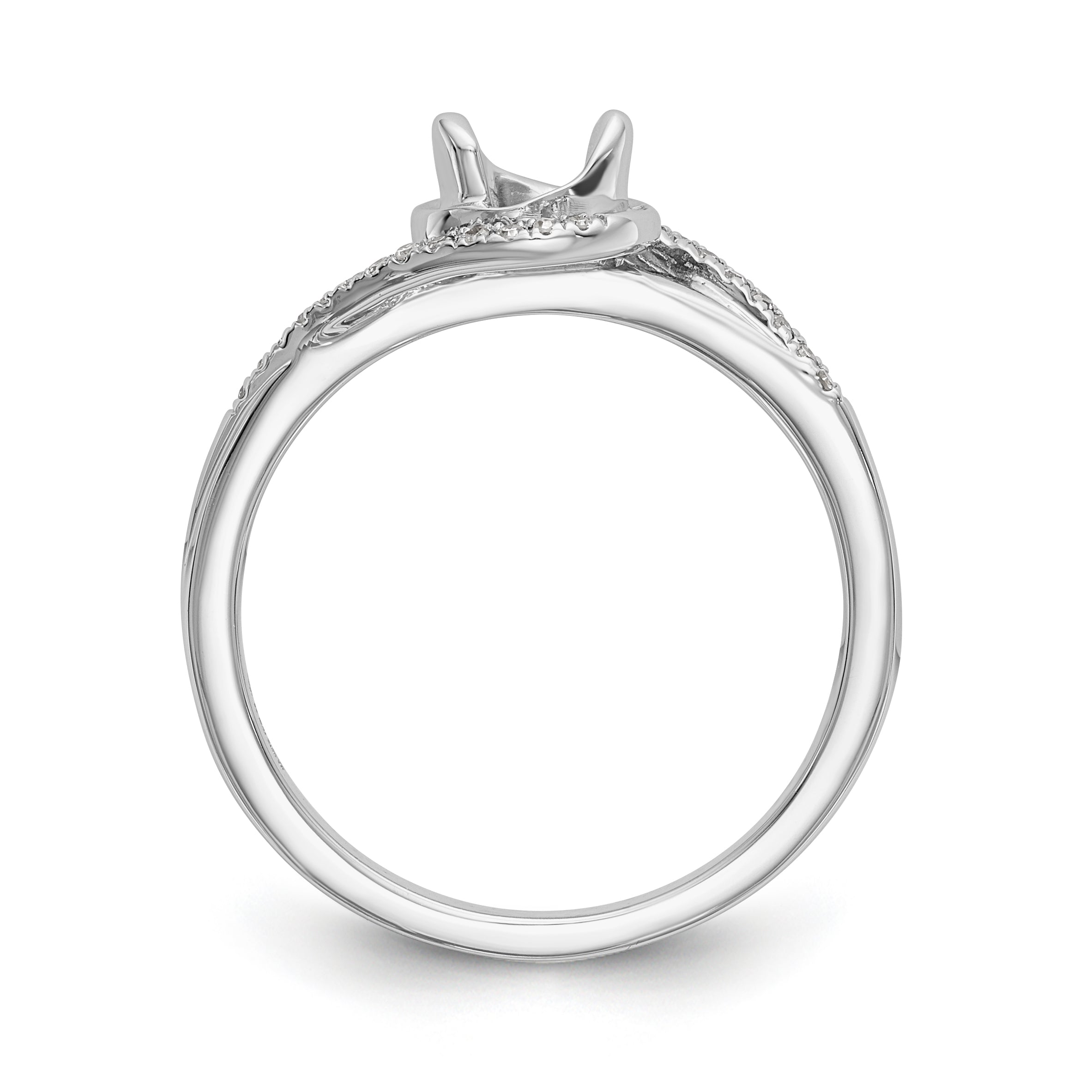 14K White Gold By-Pass (Holds 1/6 carat (3.6mm) Round Center) 1/15 carat Diamond Semi-mount Engagement Ring Secondary image