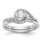 14K White Gold Diamond Round Semi-mount By-Pass Engagement Ring