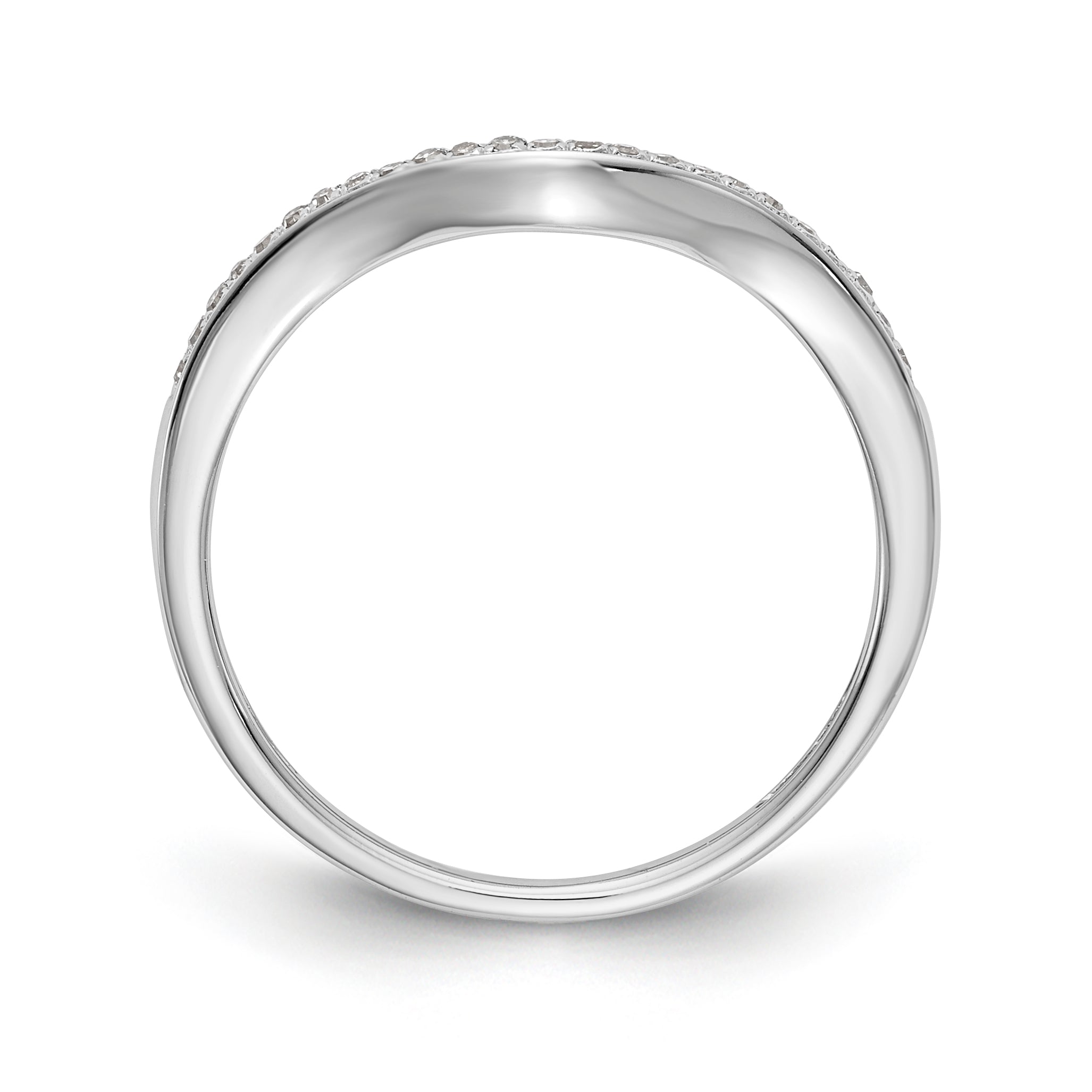 14K White Gold 1/20 carat Diamond Contoured Complete Wedding Band Secondary image