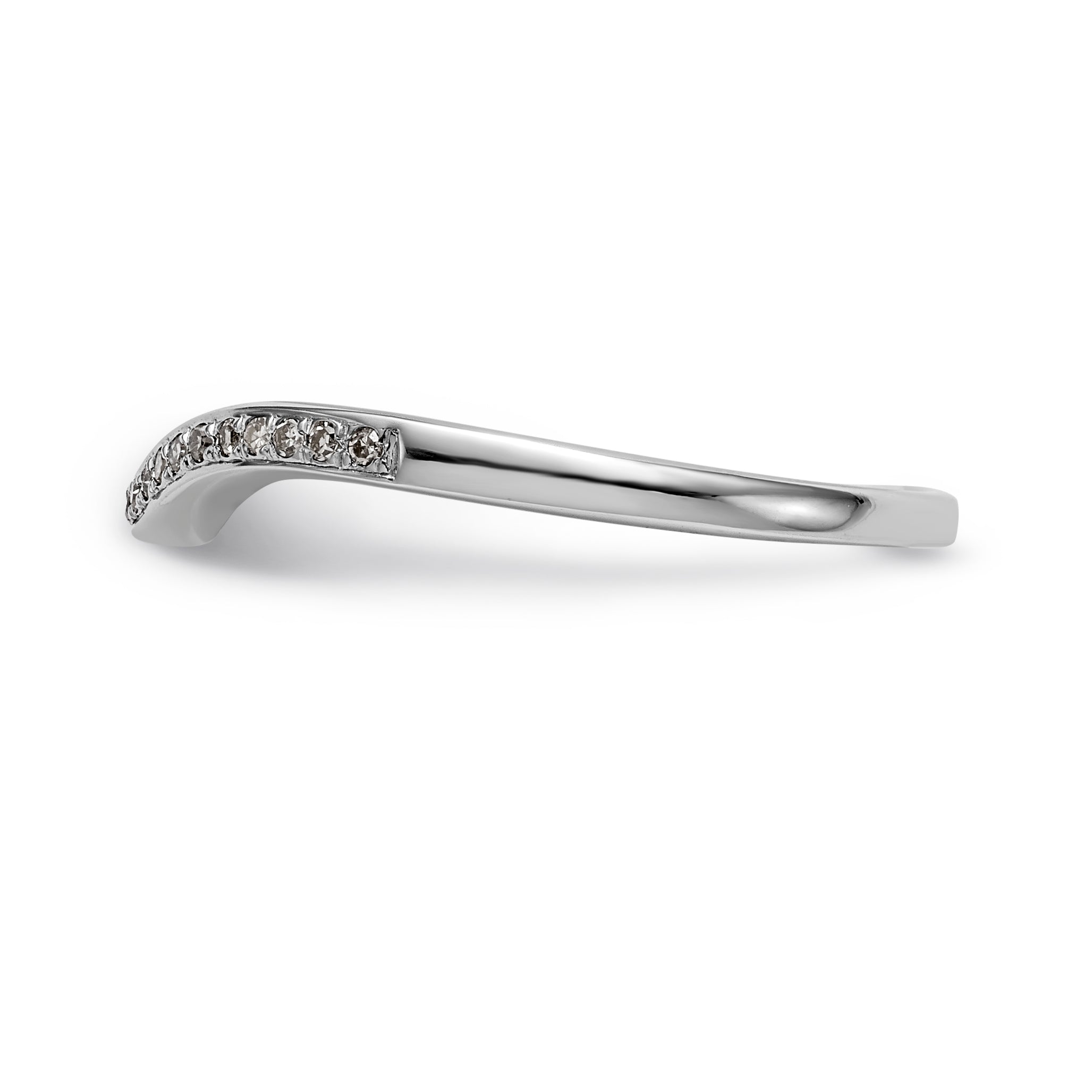 14K White Gold 1/20 carat Diamond Contoured Complete Wedding Band