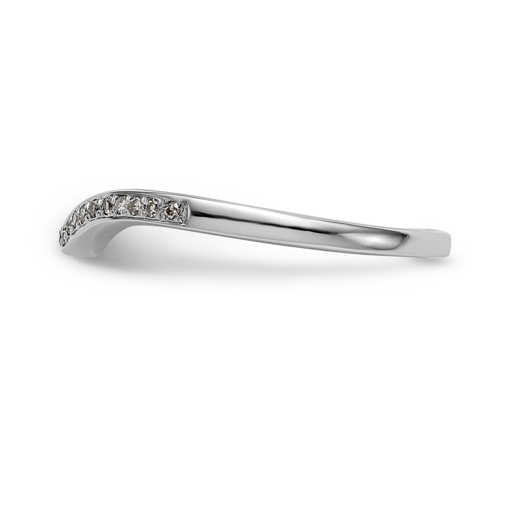 14K White Gold 1/20 carat Diamond Contoured Complete Wedding Band