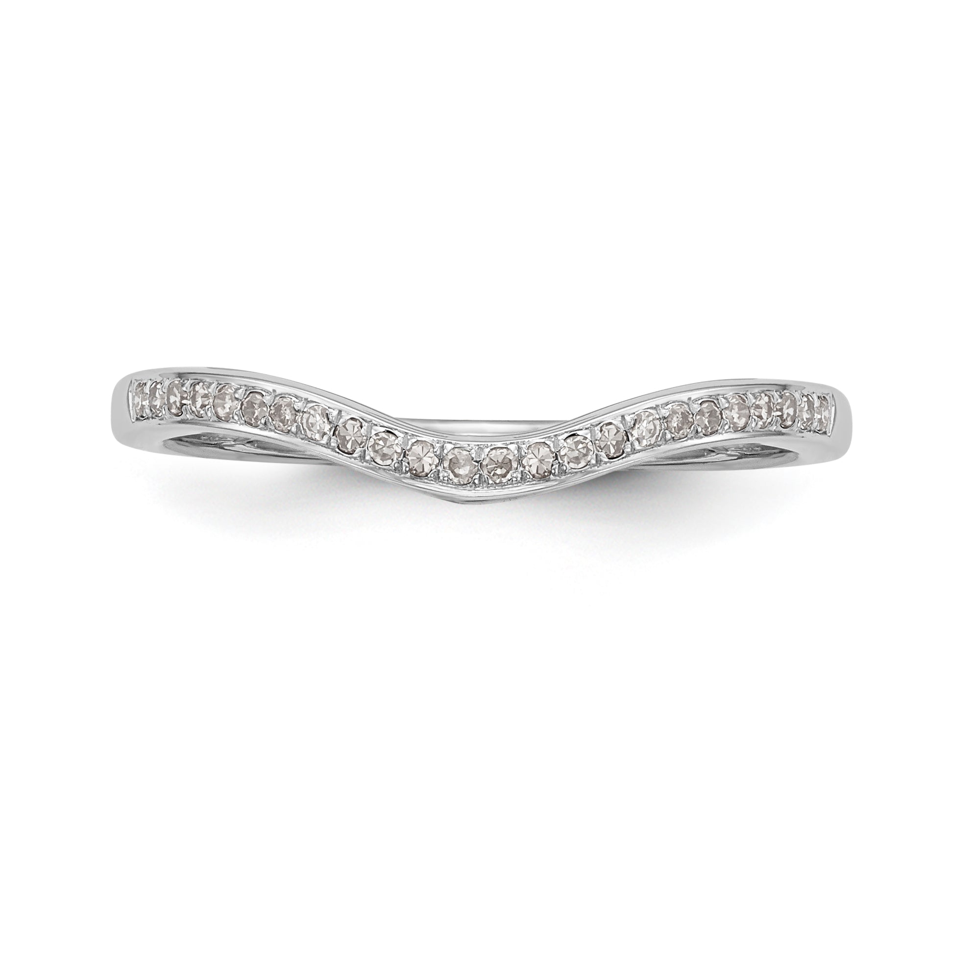 14K White Gold 1/20 carat Diamond Contoured Complete Wedding Band