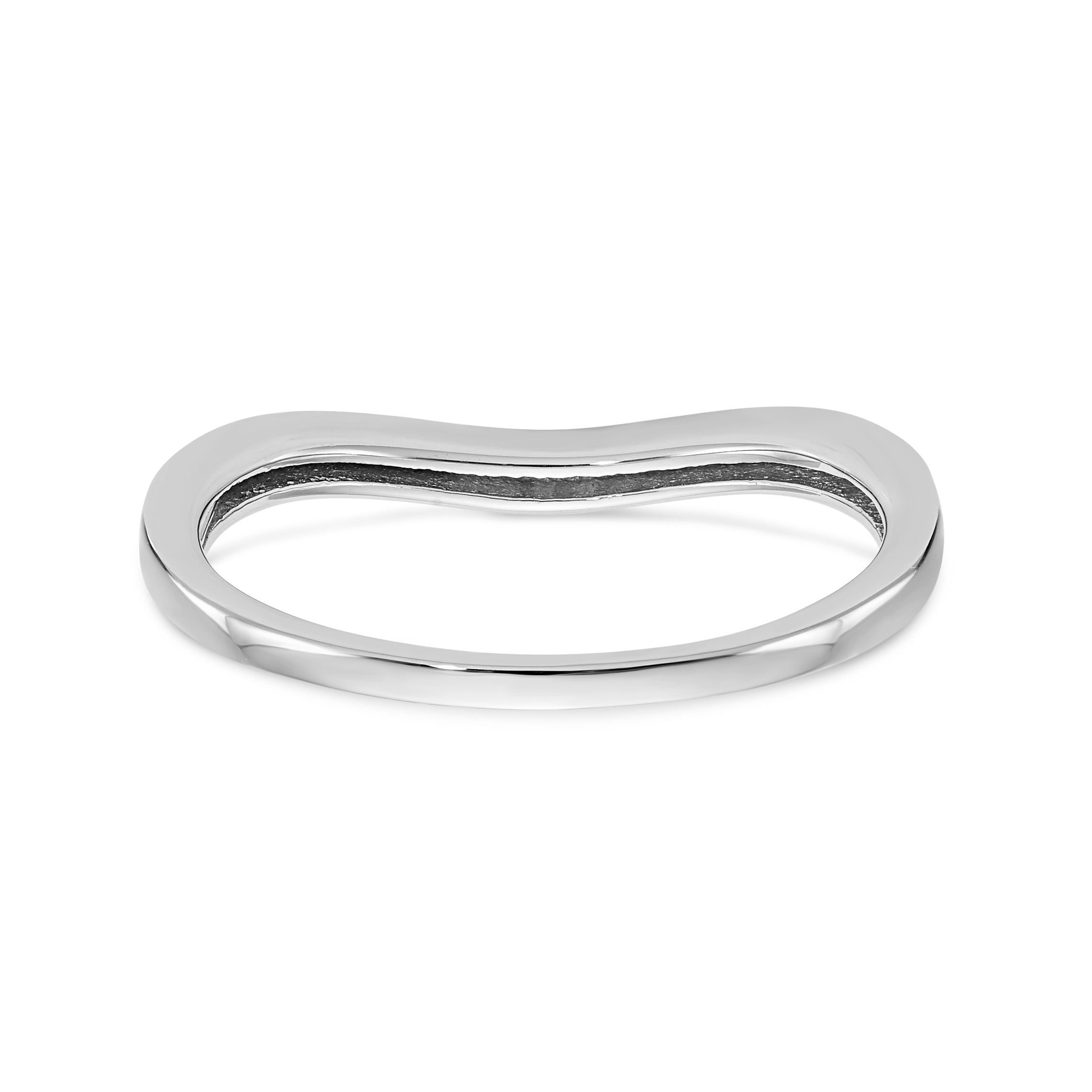14K White Gold 1/20 carat Diamond Contoured Complete Wedding Band