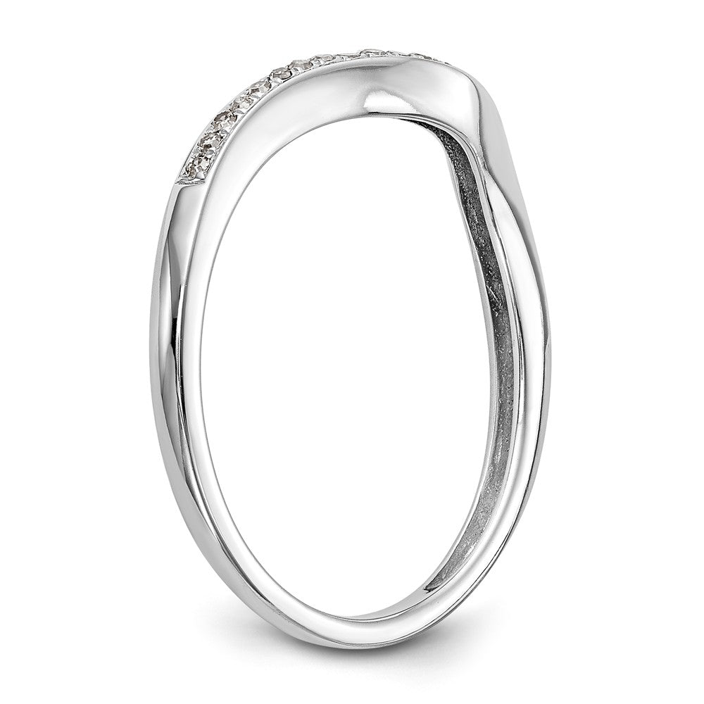 14K White Gold 1/20 carat Diamond Contoured Complete Wedding Band