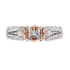 14K Two-tone Peg Set Diamond Semi-mount By-Pass Engagement Ring