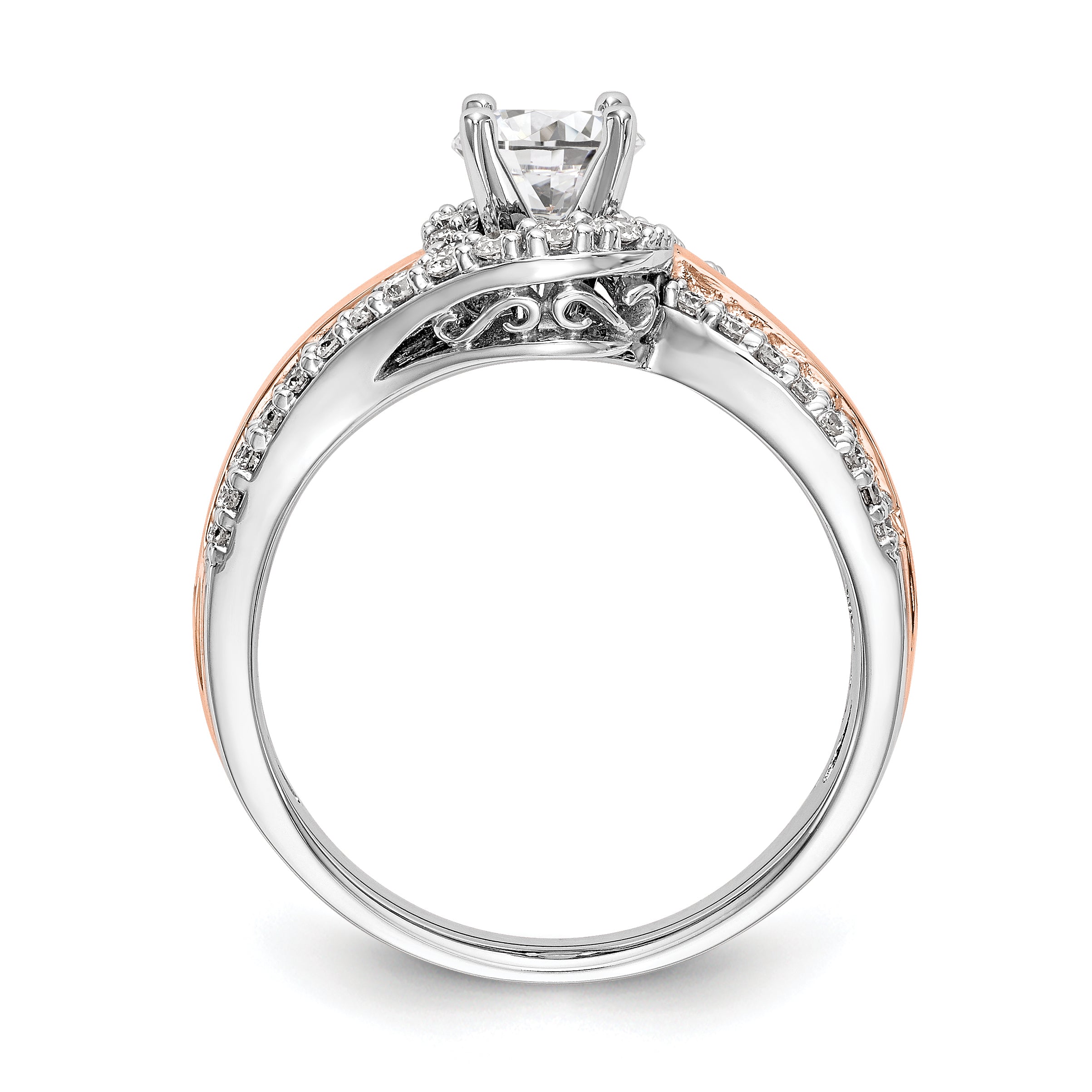 14K Two-tone Peg Set Diamond Semi-mount By-Pass Engagement Ring