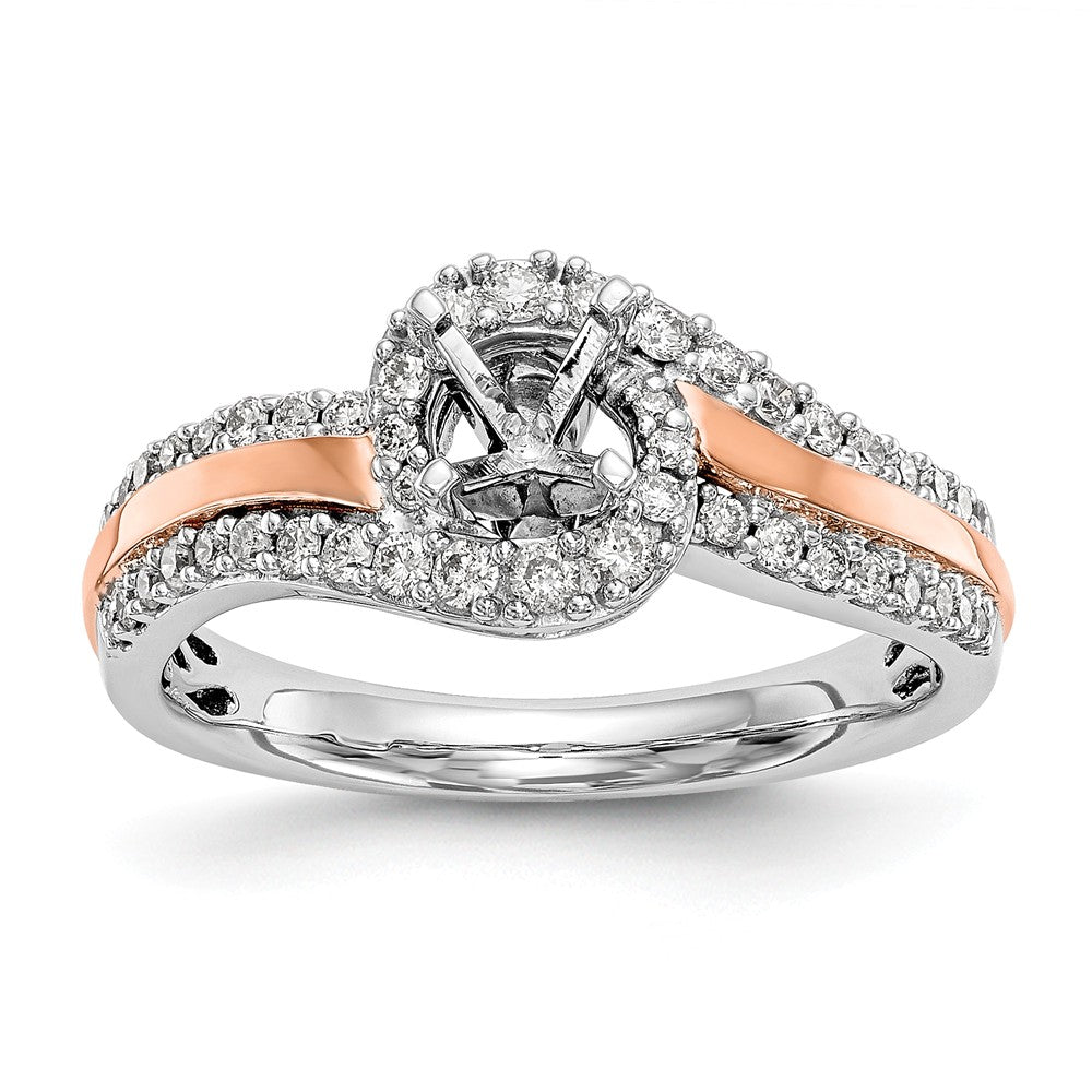 14K Two-tone Peg Set Diamond Semi-mount By-Pass Engagement Ring