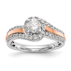 14K Two-tone Peg Set Diamond Semi-mount By-Pass Engagement Ring