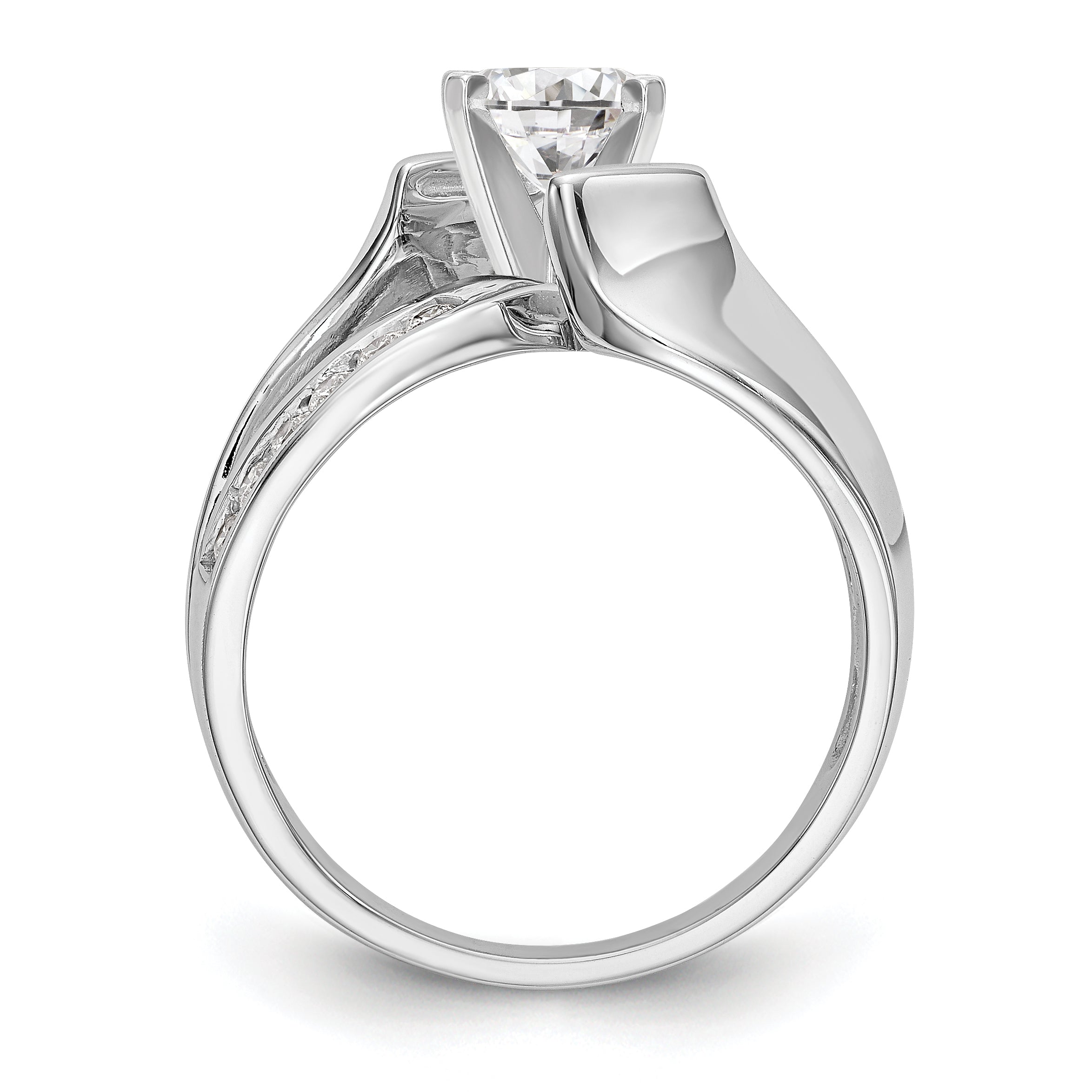 14K White Gold By-Pass Peg Set 1/5 carat Diamond Semi-mount Engagement Ring Secondary image