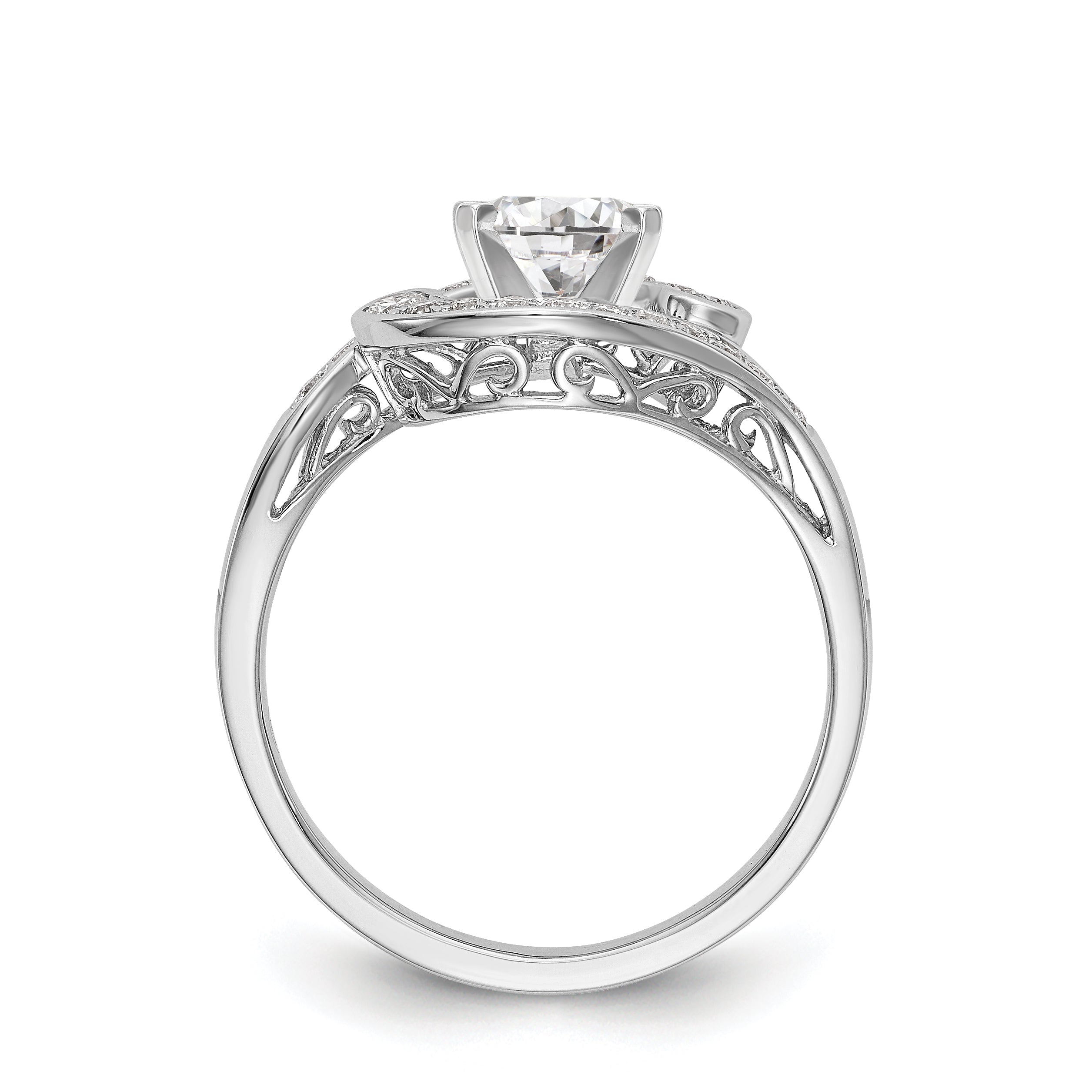 14K White Gold By-Pass Peg Set 1/4 carat Diamond Semi-mount Engagement Ring Secondary image
