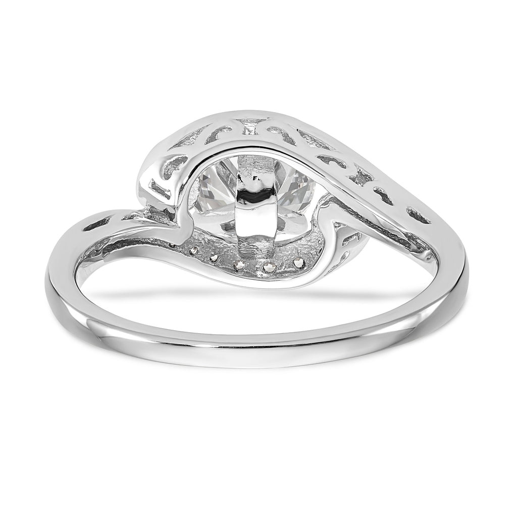 14K White Gold By-Pass Peg Set 1/4 carat Diamond Semi-mount Engagement Ring