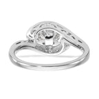 14K White Gold By-Pass Peg Set 1/4 carat Diamond Semi-mount Engagement Ring