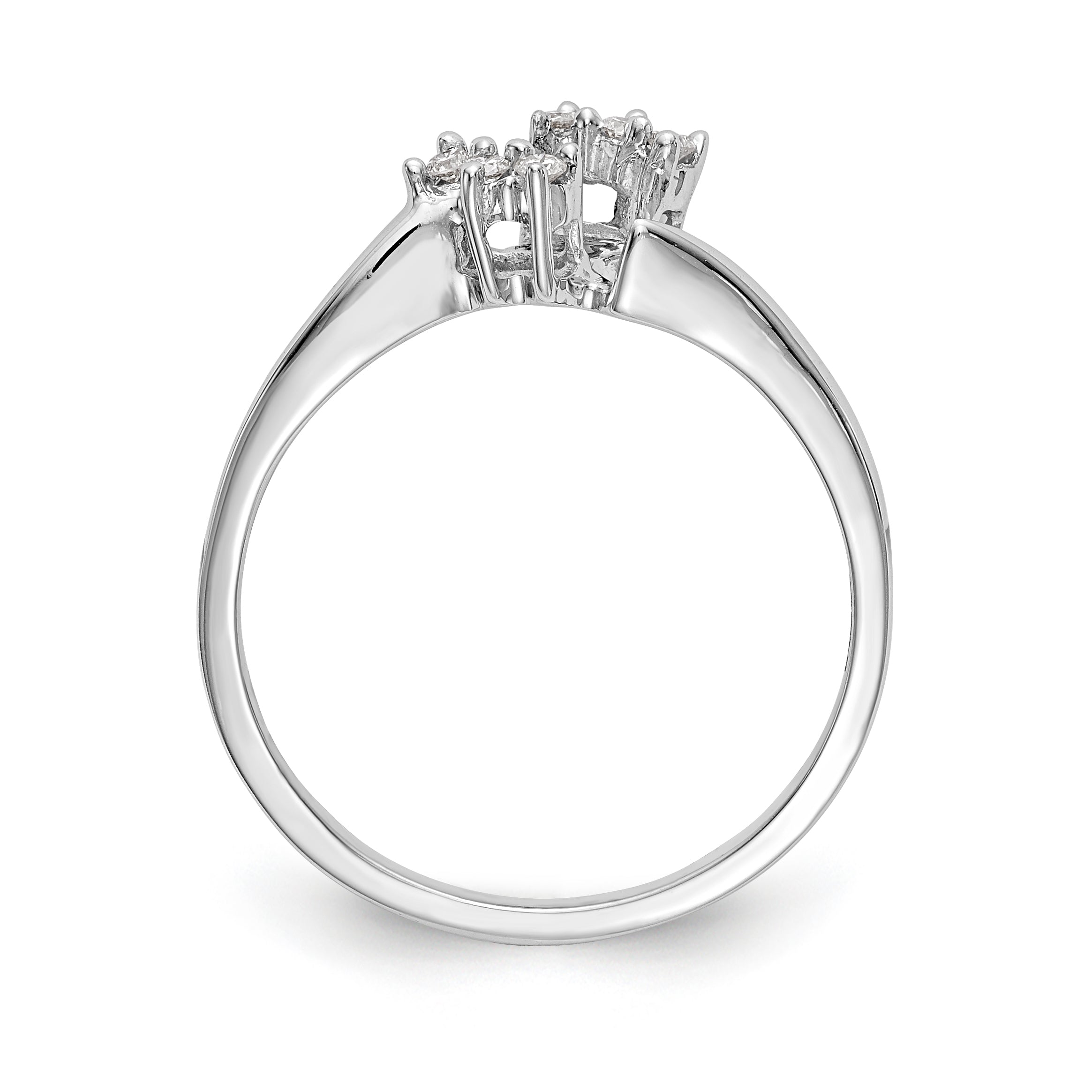 14K White Gold 1/20 carat Diamond Contoured Complete Wedding Band Secondary image