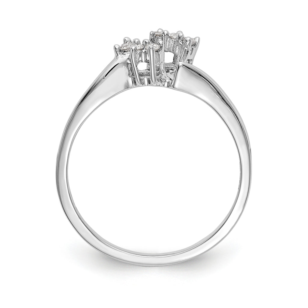 14K White Gold 1/20 carat Diamond Contoured Complete Wedding Band