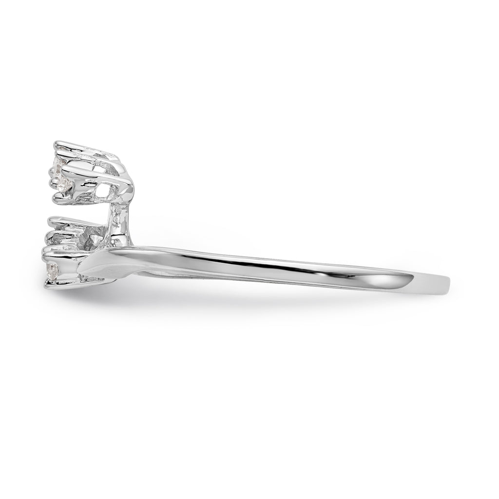 14K White Gold 1/20 carat Diamond Contoured Complete Wedding Band