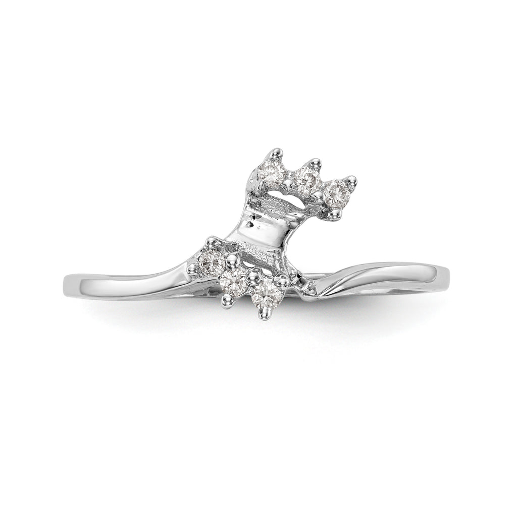 14K White Gold 1/20 carat Diamond Contoured Complete Wedding Band