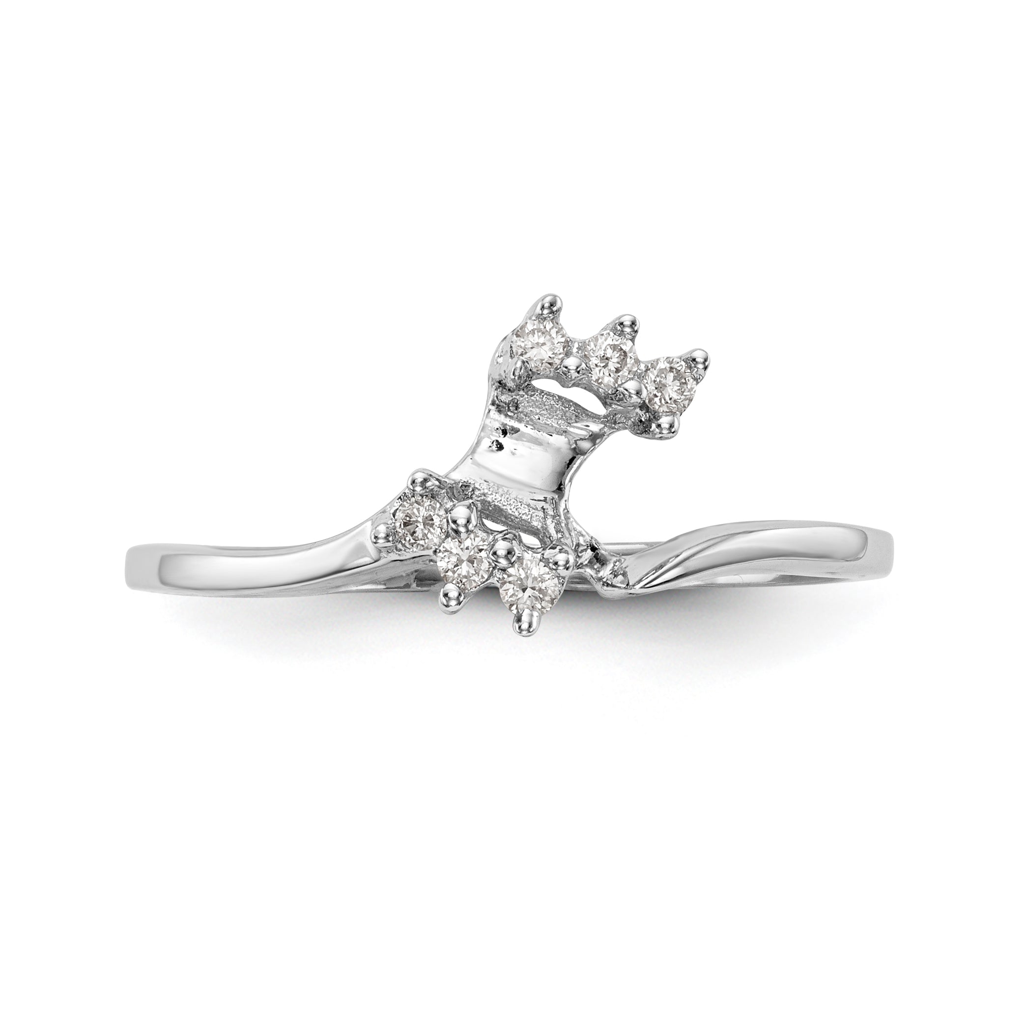 14K White Gold 1/20 carat Diamond Contoured Complete Wedding Band