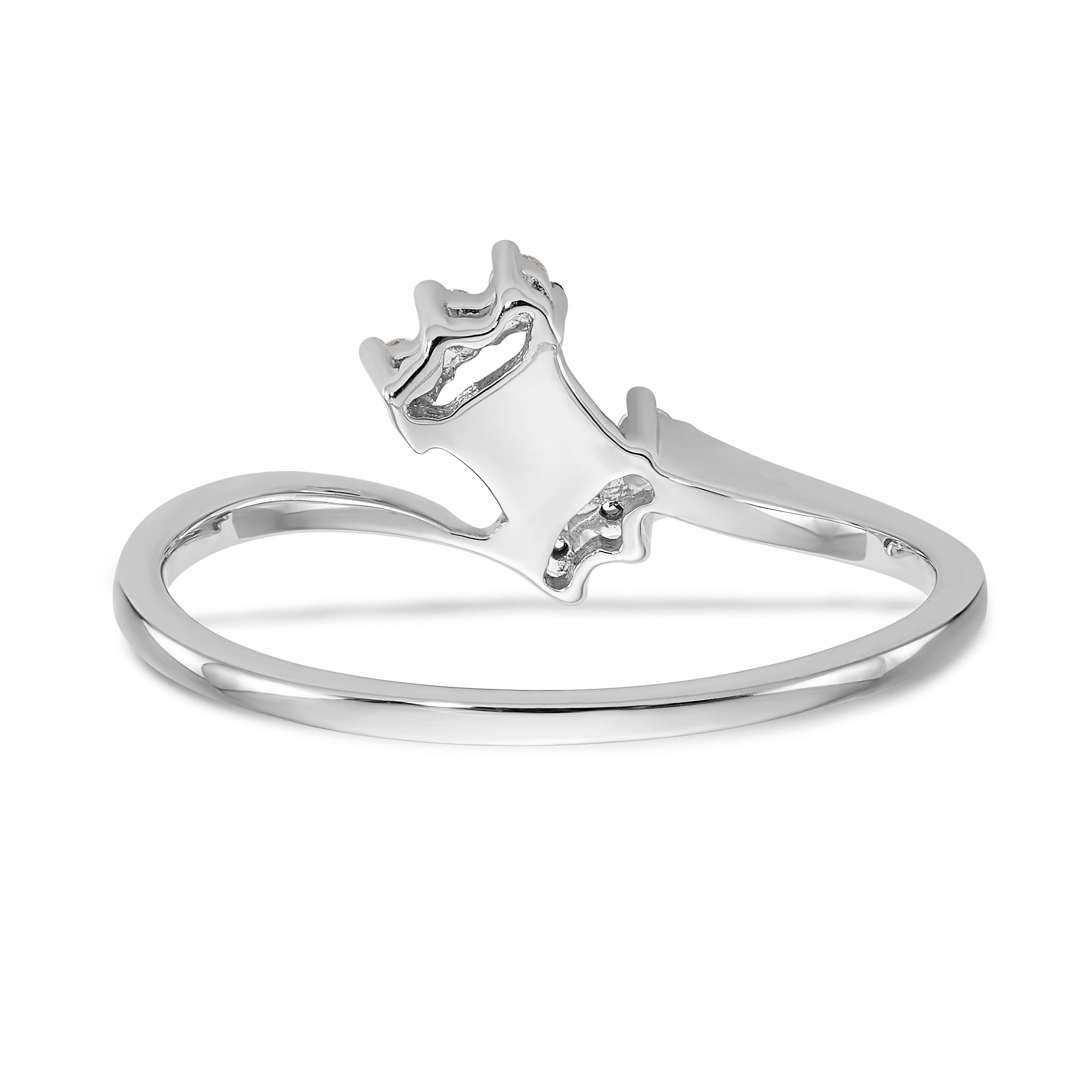 14K White Gold 1/20 carat Diamond Contoured Complete Wedding Band