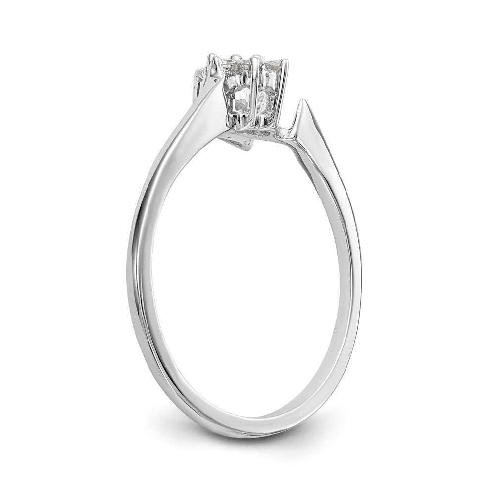 14K White Gold 1/20 carat Diamond Contoured Complete Wedding Band