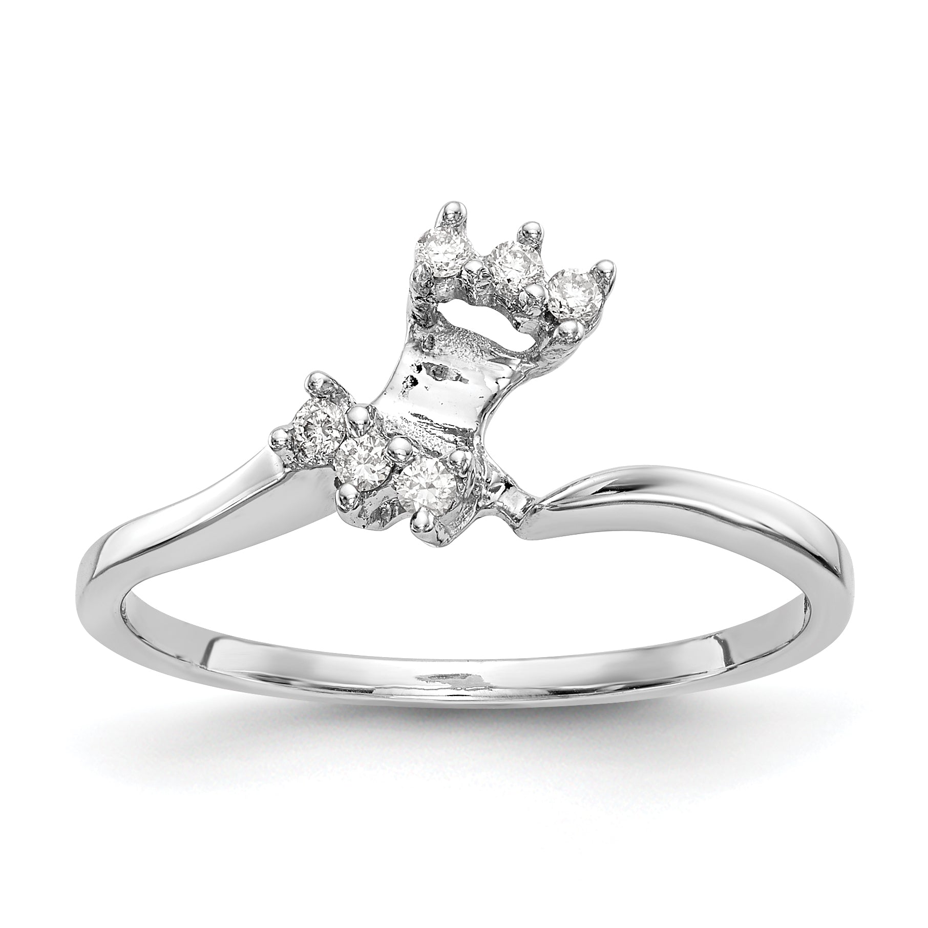 14K White Gold 1/20 carat Diamond Contoured Complete Wedding Band Main image
