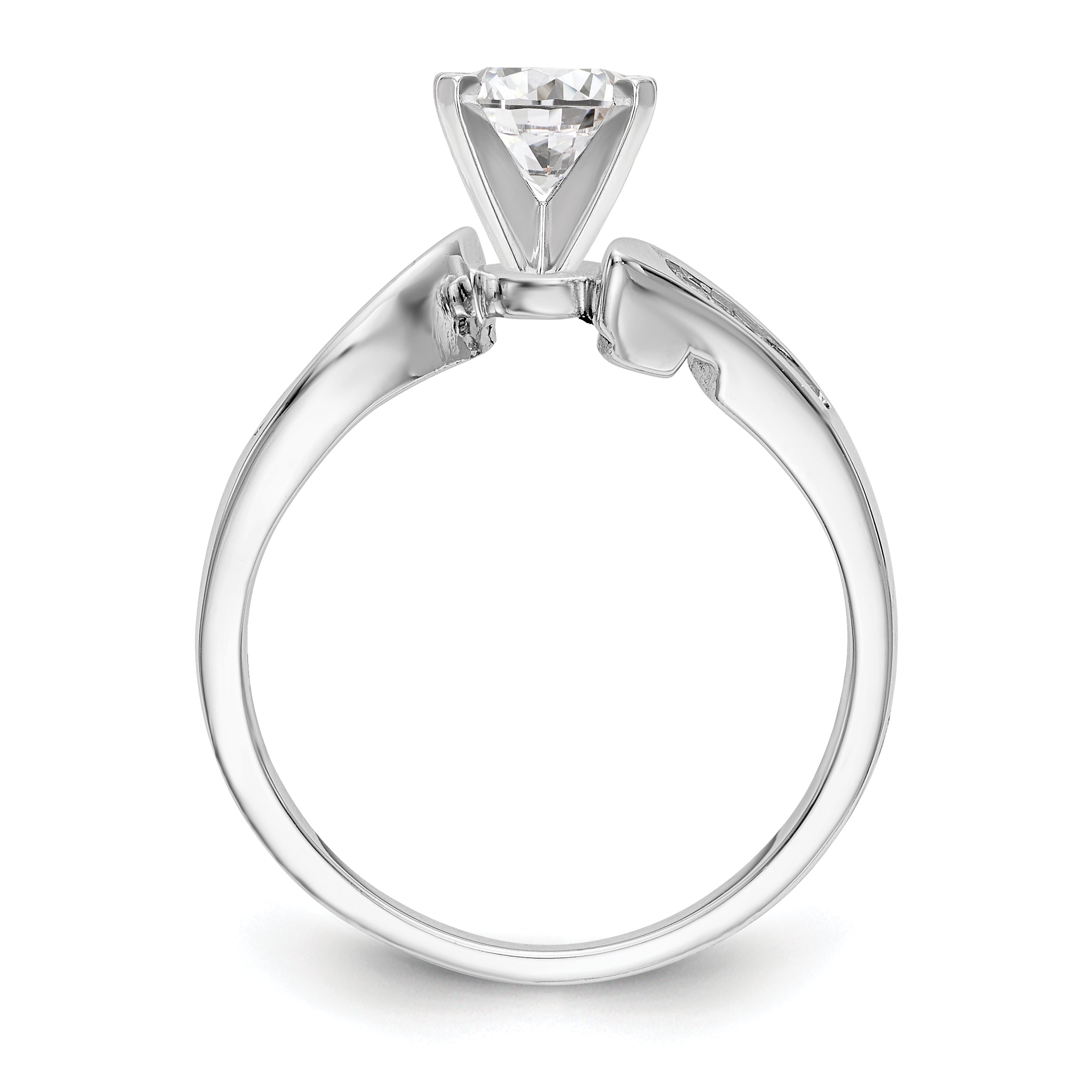 14K White Gold By-Pass Peg Set 1/8 carat Baguette Diamond Semi-mount Engagement Ring Secondary image