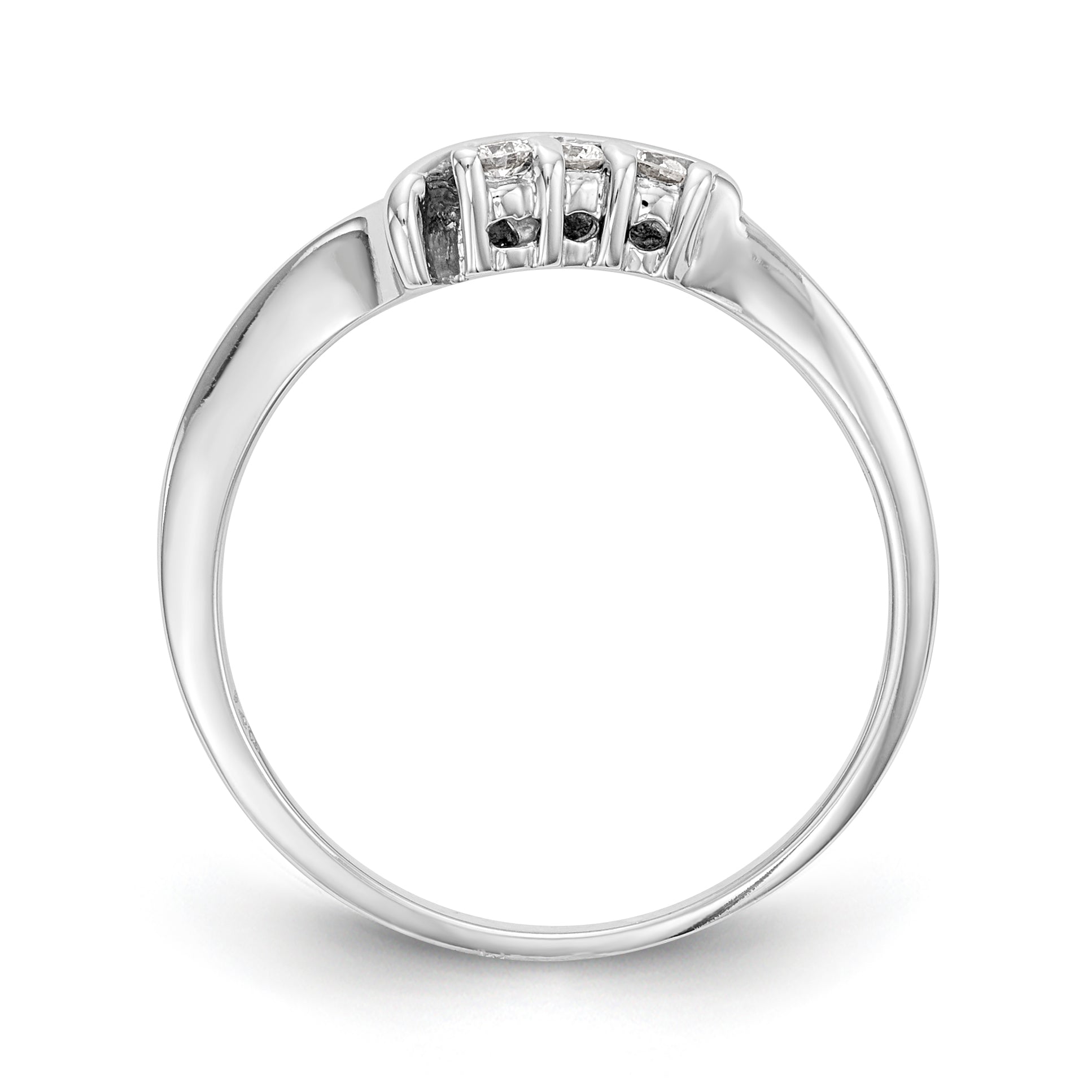 14K White Gold 1/20 carat Diamond Contoured Complete Wedding Band Secondary image