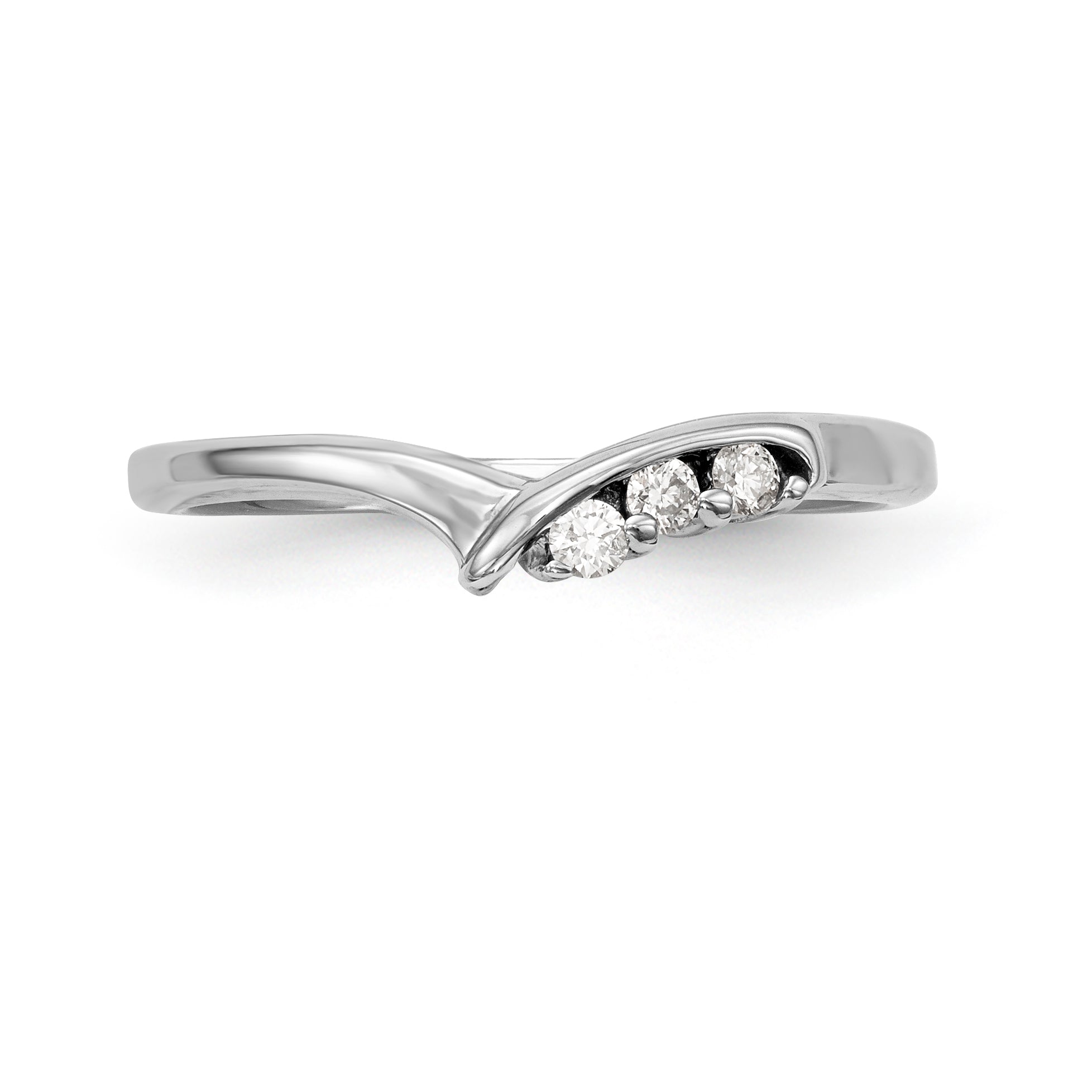 14K White Gold 1/20 carat Diamond Contoured Complete Wedding Band