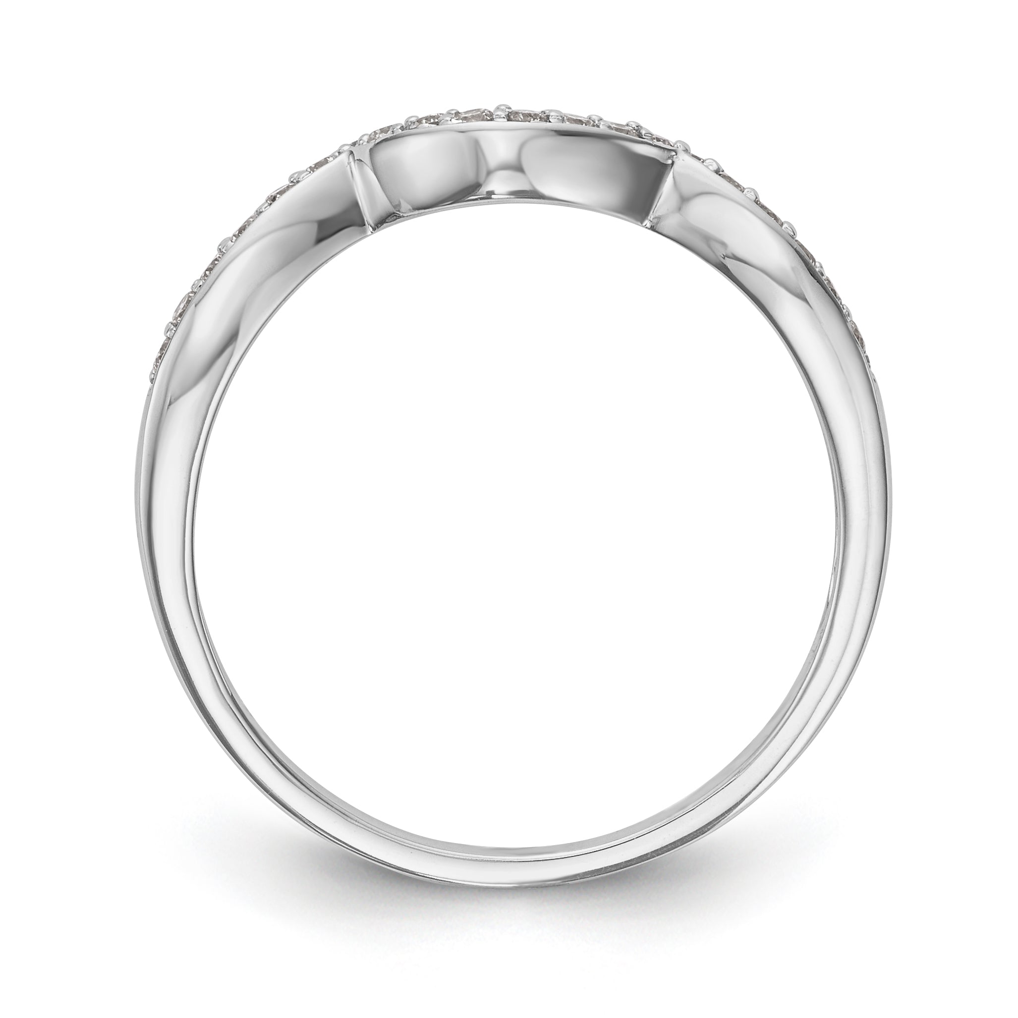 14K White Gold 1/6 carat Diamond Contoured Complete Wedding Band Secondary image