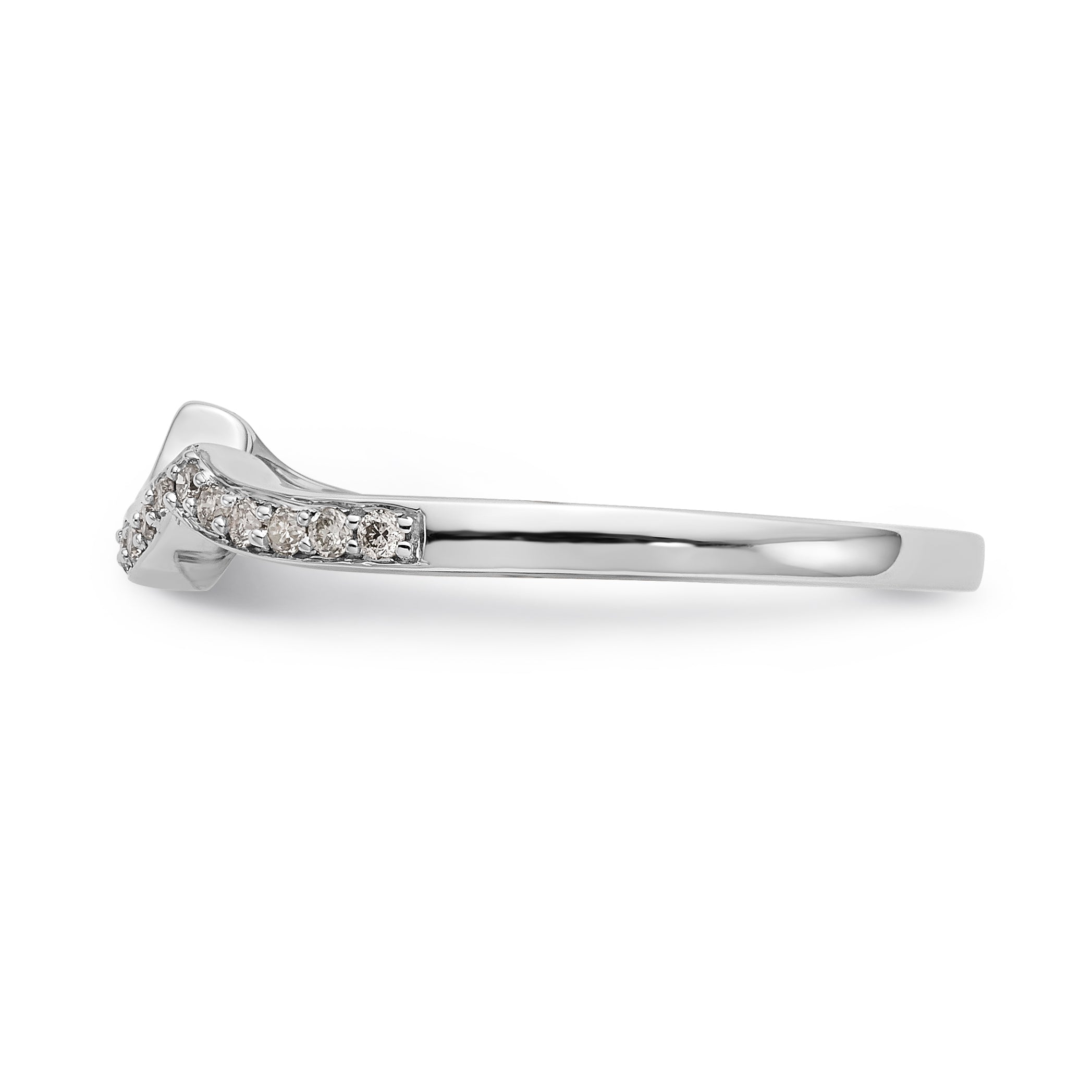 14K White Gold 1/6 carat Diamond Contoured Complete Wedding Band