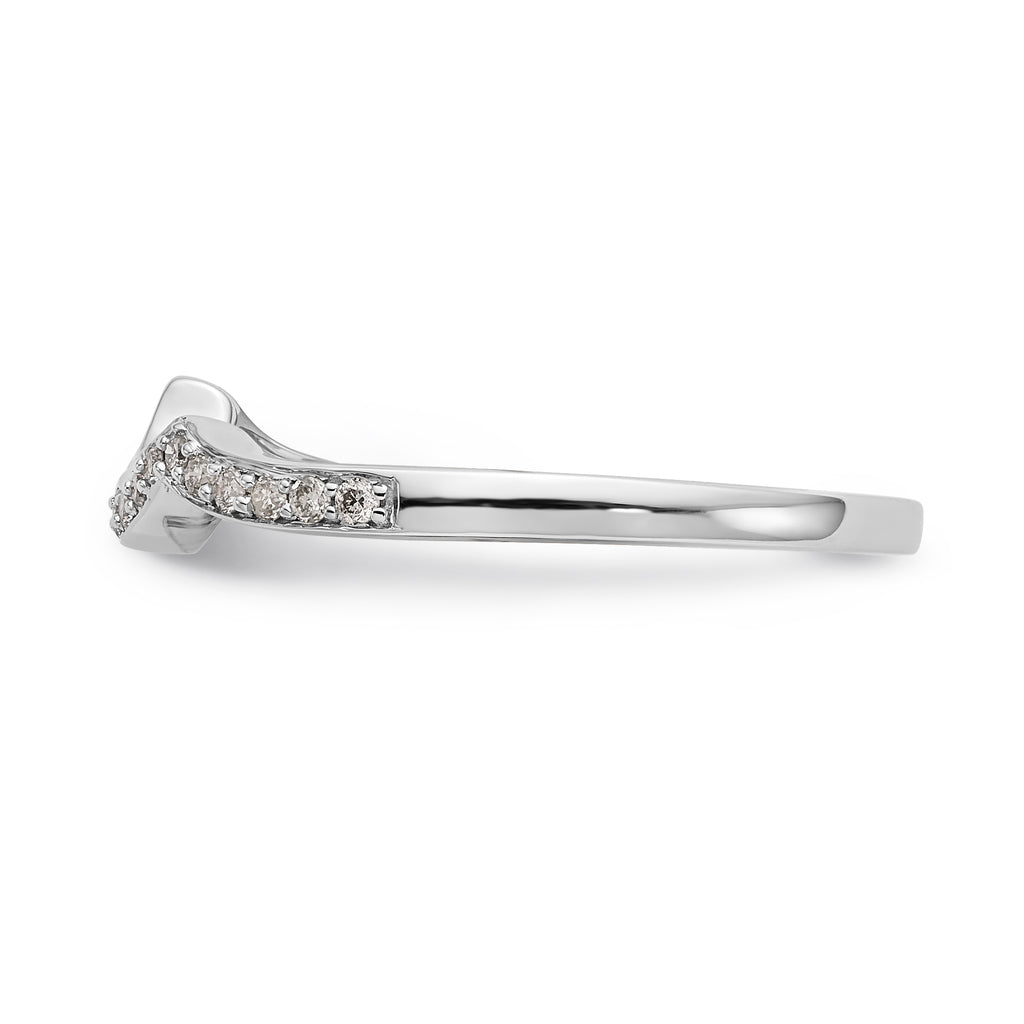 14K White Gold 1/6 carat Diamond Contoured Complete Wedding Band