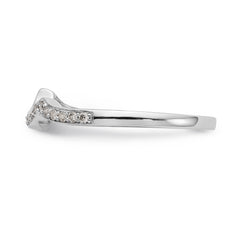 14K White Gold 1/6 carat Diamond Contoured Complete Wedding Band