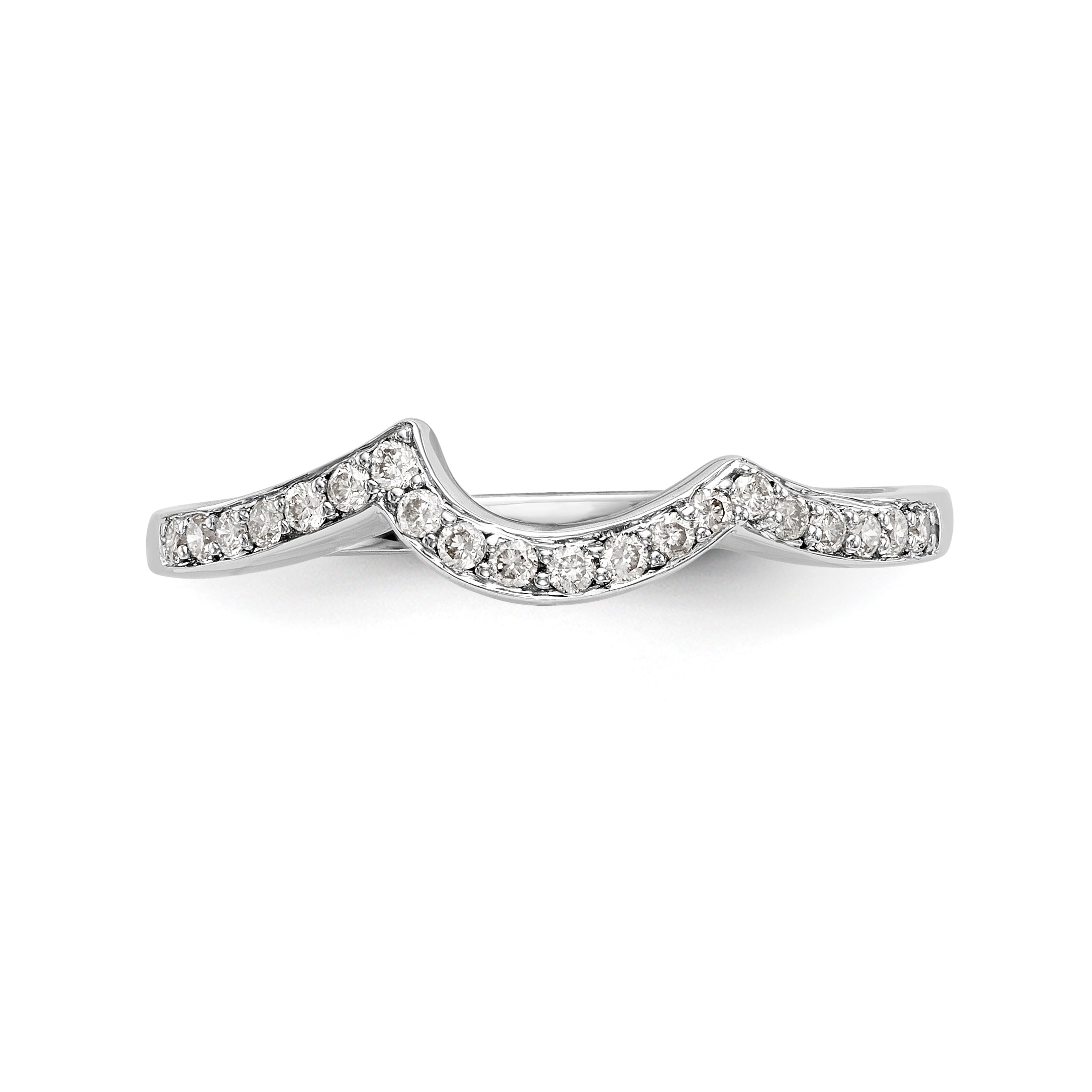 14K White Gold 1/6 carat Diamond Contoured Complete Wedding Band